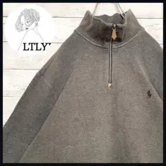 希少✨ ラルフローレン ハーフジップ スウェット トレーナー 刺繍ロゴ グレー