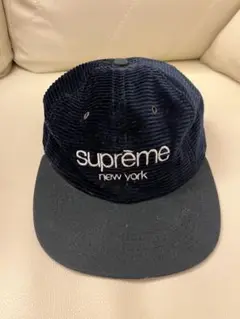 supreme コーデュロイ ベースボールキャップ ネイビー