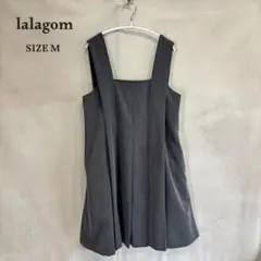 lalagom ララゴム ショート丈ジャンパースカート グレー