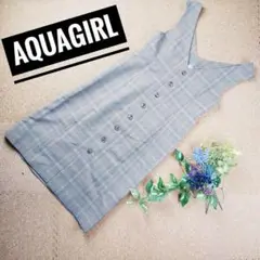 aquagirl アクアガール ノースリーブ ワンピース千鳥風 ブラウン 美品