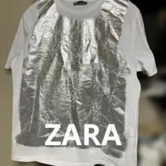 ZARA Tシャツ　シルバー　ゆったり