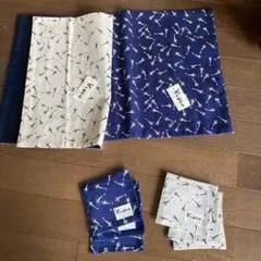 刺し子布 青と白のセット 大小