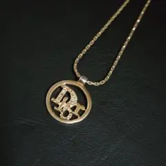 【良品】Dior ディオール サークル ネックレス Diorロゴ ゴールド CD