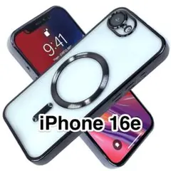 iPhone16eケース クリアTPU 黒 Magsafe カメラレンズ保護