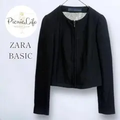 美品❤【ザラベーシック】ノーカラージャケット フルジップアップ ブルゾン Ｍ