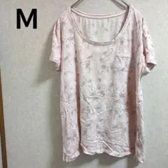 Tシャツ【M】花柄 100%コットン やわらか 快適 フラワー ヴィンテージ