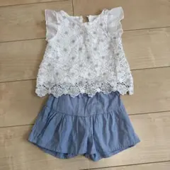真夏にピッタリ　ノースリーブ　薄手でキュロット　セット　90cm