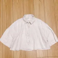 H&M【美品】リネン ベージュ 半袖シャツ Mサイズ