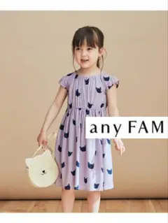 anyFaM エニファム　総柄サマーワンピース　パープル　ネコ