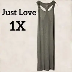 Just Love ノースリーブ ロングワンピース 【1X】 グレー LL