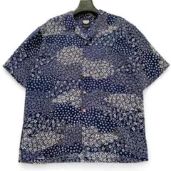 美品 サムライアロハ 総柄 半袖シャツ 花柄 シルク100%