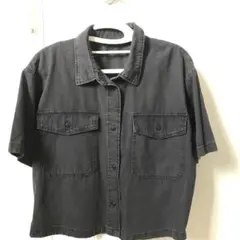 GU ブラック ショートスリーブデニムシャツ