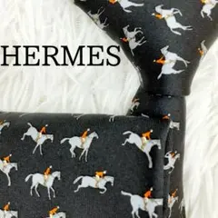 美品◎HERMES エルメス ネクタイ 乗馬 騎手 馬具 馬 ホース 総柄