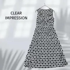 クリアインプレッション ノースリーブワンピース Aライン 透け感 ロング丈