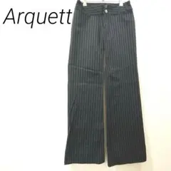 Arquett ストレートパンツ　スラックス　ストライプ　ブラック　秋春