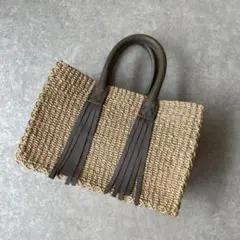 美品【定価2万】LibertyBellフリンジ付き アバカかごバッグ