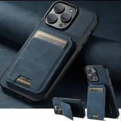 iPhone14pro max対応用　ダークブルー手帳型ケース