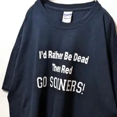 ギルダン GO SOONERS 英字ロゴ Tシャツ ブラック 黒 XL 古着