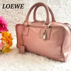 【美品】LOEWE アマソナ28 ハンドバッグ ピンク アナグラム