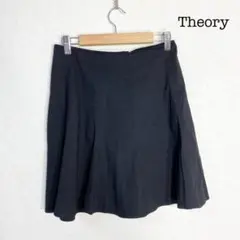 Theory スカート 黒 フリル SS セオリー リネン 麻 ブラック