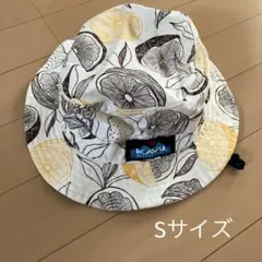 kavu レモンパターンバケットハット キッズ　顎紐付き　白