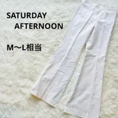 SATURDAY AFTERNOON【美脚脚長ワイドパンツ】白オフィスカジュアル