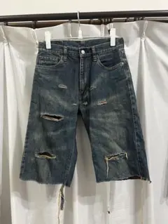 vintage destroy denim short pants oops