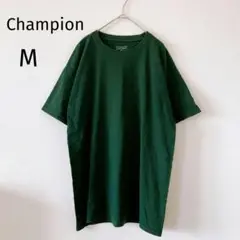 ☆チャンピオン　半袖Tシャツ　深緑　グリーン　M　袖ロゴ　シンプル　4272