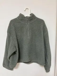 H&M ハーフジップ テディトップス カーキ