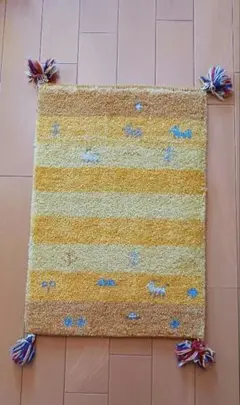 【新品】ギャッベ 40㎝×60㎝ 玄関マット 洗面台マット イエロー