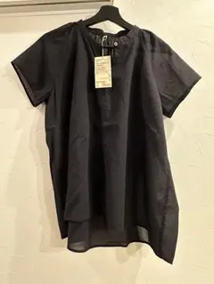 【未使用・新品】無印良品　強撚ボイル　フレンチスリーブブラウス　黒