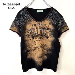 to the angel USA 【Ｌ】半袖Tシャツ ラインストーン 綿100