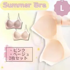 冷感 夏 Lサイズ ブラジャー2枚セット 涼しい　シームレス ベージュ ピンク