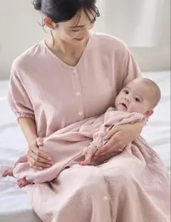 ANGELIEBE ぷくぷくダブルガーゼ マタニティウェア ワンピース