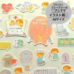 ⭐️匿名発送　A5◎母子手帳マタニティフレークシール【プレママイラスト柄】