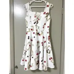 シークレットハニー　ワンピース　ノースリーブ　さくらんぼ　チェリー　リボン　M