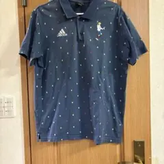 adidas ネイビー ドット柄 ポロシャツ