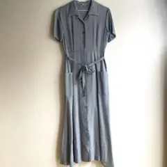 グレー シャツワンピース 半袖