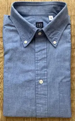 BEAMS F 現行品　シャンブレー ブルー ボタンダウンシャツ 半袖　XL