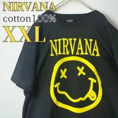 人気NIRVANAバンドTシャツ スマイル ロックTシャツ 綿100% 黒XXL