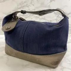 Chloe クロエ デニム生地×本革 レザー マルチポーチ ハンドバッグ