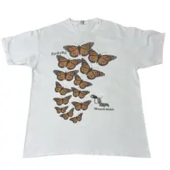 90s バタフライ　蝶　両面プリント　半袖tシャツ　ホワイト　Lサイズ