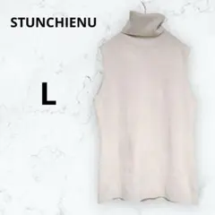＊STUNCHIENU＊ニット ノースリーブ タートルネック ライトグレー L
