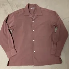 【美品】GU オープンカラーシャツ　長袖　レンガ色 S