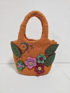 未使用品　フェルトオレンジトートバッグ