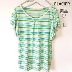 美品♡グラシア　フレアシャツ　カットソー　Lサイズ　サラサラ　グリーン