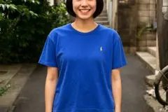 【ラルフローレン】ワンポイントTシャツ ブルー イエローポニー 刺繍 古着 M