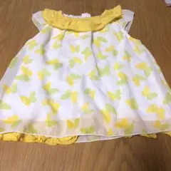 maujanjan 蝶柄 フリルトップス 80