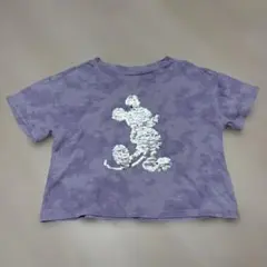 ミッキー スパンコール刺繍 Tシャツ パープル　110cm