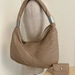 ☆ LUPO ルポ レザーバッグ ベージュ×赤 ポーチ付